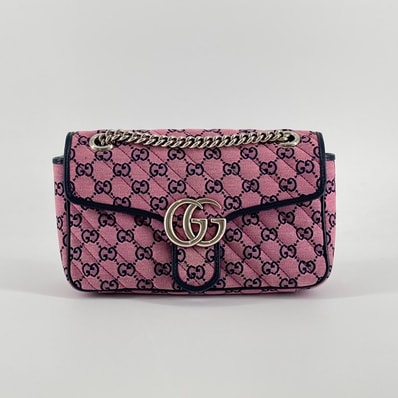 GUCCI(グッチ) GGマーモント 443497 ショルダーバッグ ネイビー×ピンク