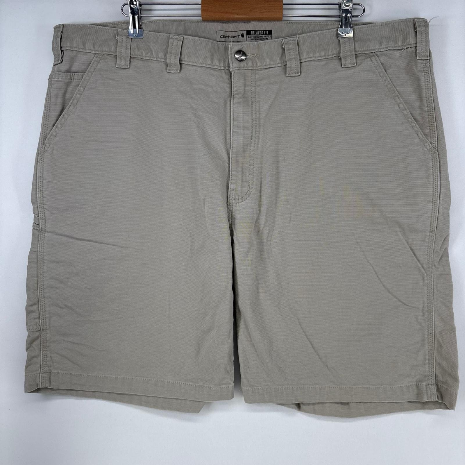古着 カーハート Carhartt ダック ショートパンツ ワークパンツ ワンポイントロゴ ハーフパンツ w44 ベージュ メンズ