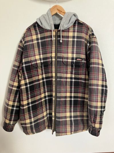 Supreme x Dickies Plaid Hooded Zip Up Shirt "Black"