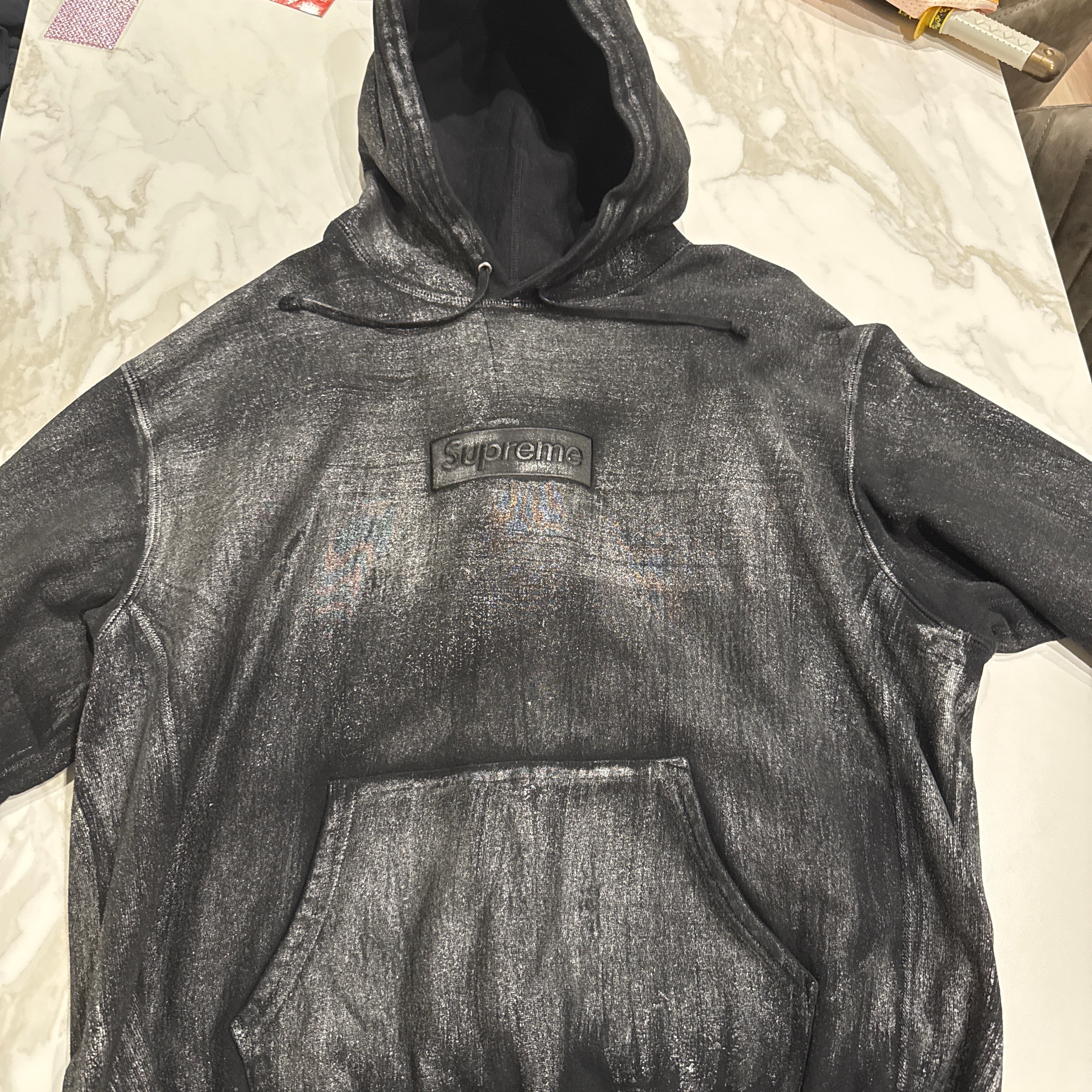 Supreme x MM6 Maison Margiela Foil Box Logo Hooded Sweatshirt "Black"