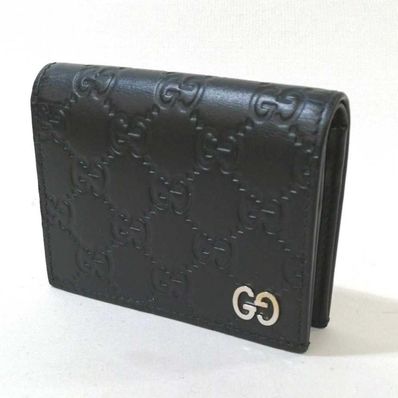 GUCCI Signature Leather Compact Wallet "Black"