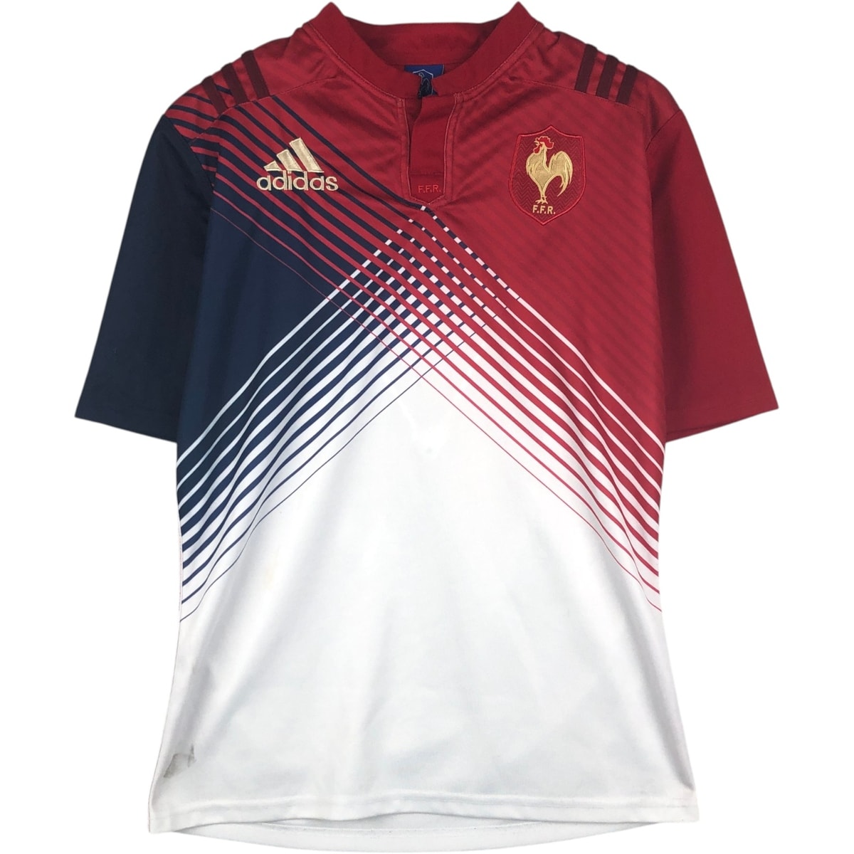 D (傷や汚れあり)】古着 アディダス adidas ヘンリーネック ラグビー