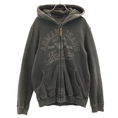ARMANI JEANS アルマーニジーンズ 長袖 スリム スウェットパーカー XL オリーブ系 裏起毛