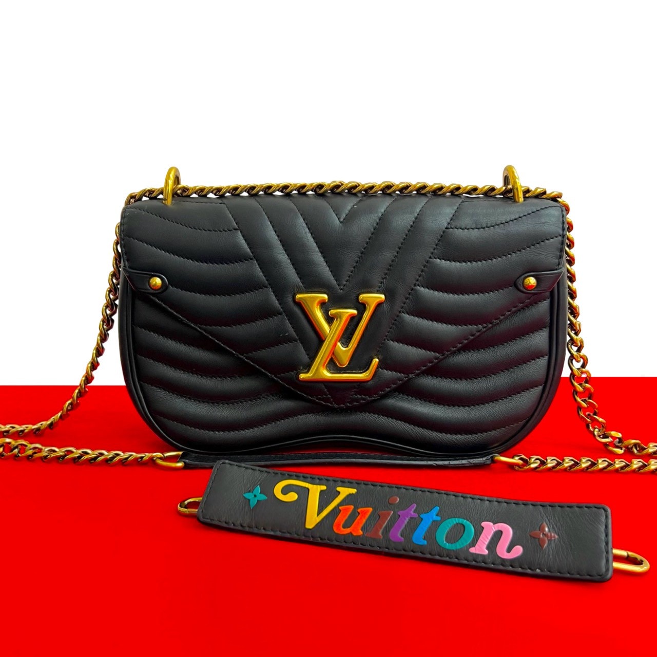 LOUIS VUITTON ルイヴィトン ニューウェーブ レザー ショルダーバッグ ブラック
 28720