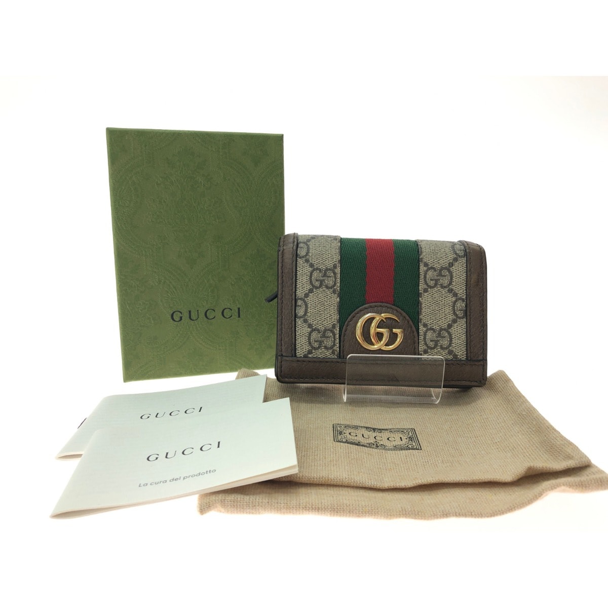 ▼▼GUCCI グッチ レディース 二つ折り財布 コンパクトウォレット GGスプリーム オフィディア GG 523155・493075 ブラウン