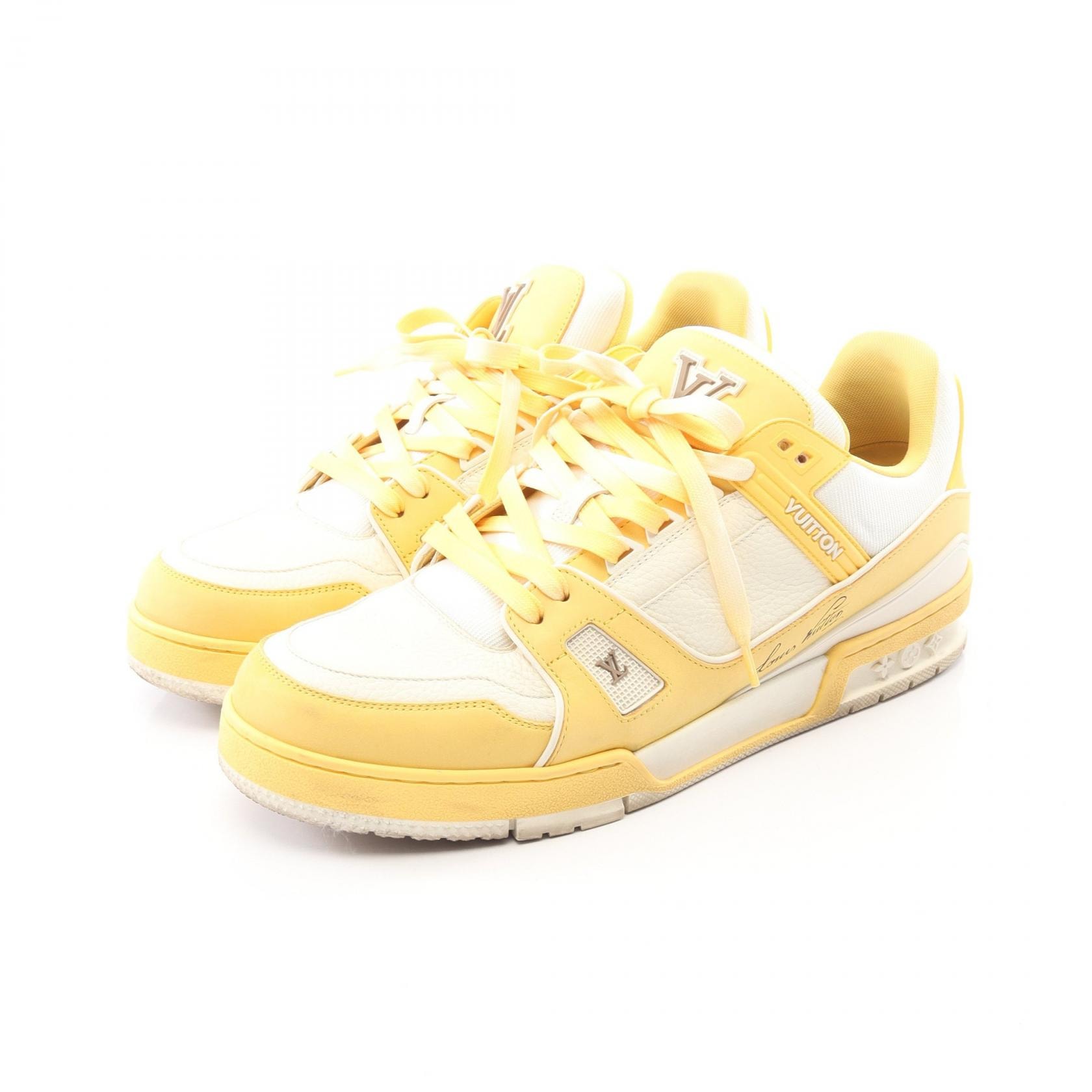 ルイ・ヴィトン LOUIS VUITTON LVトレイナーライン スニーカー 靴 レザー レザー メンズ ホワイト系 / イエロー系 【中古】