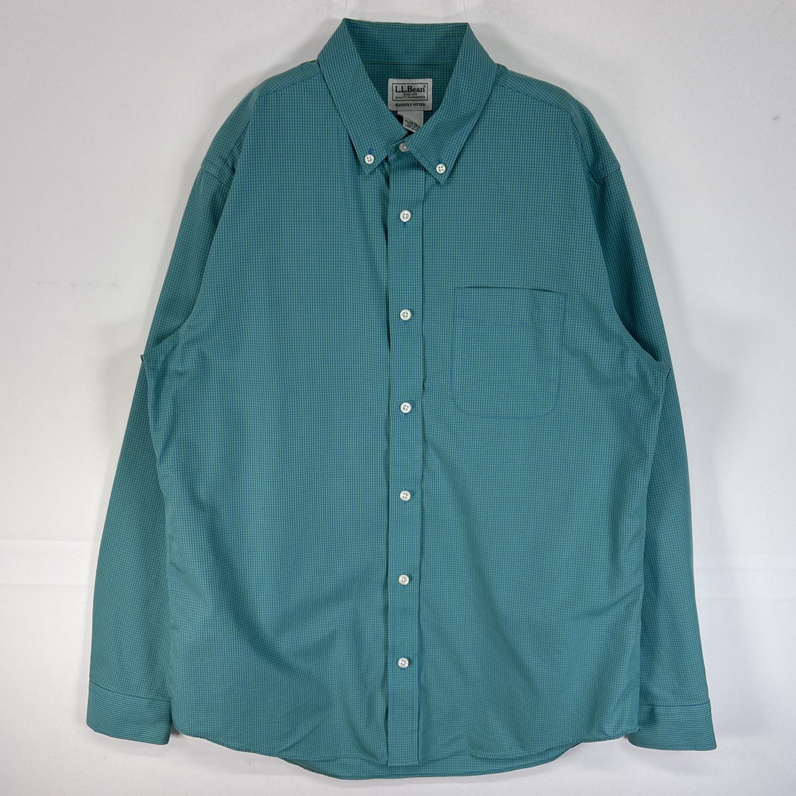古着 エルエルビーン L.L.Bean 長袖シャツ ボタンダウン 胸ポケ SLIGHTLY FITTED M-REG グリーン系 チェック メンズ
