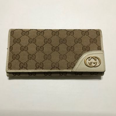 GUCCI GG Canvas W Hook Wallet "Beige/Ivory"