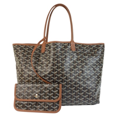 GOYARD ゴヤール サンルイPM ブラック 黒 ブラウン シルバー金具 コーティングキャンバス トートバッグ ハンドバッグ 600958 【中古】