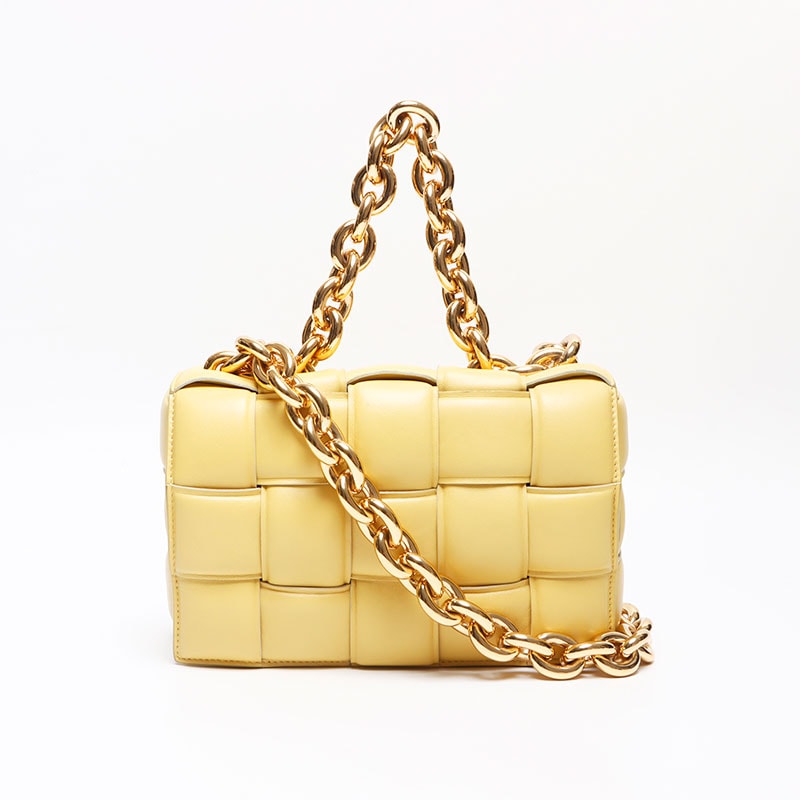 ボッテガヴェネタ BOTTEGAVENETA ナッパ イントレチャート パデッド チェーン カセット サッチェルバッグ ショルダーバッグ【中古】