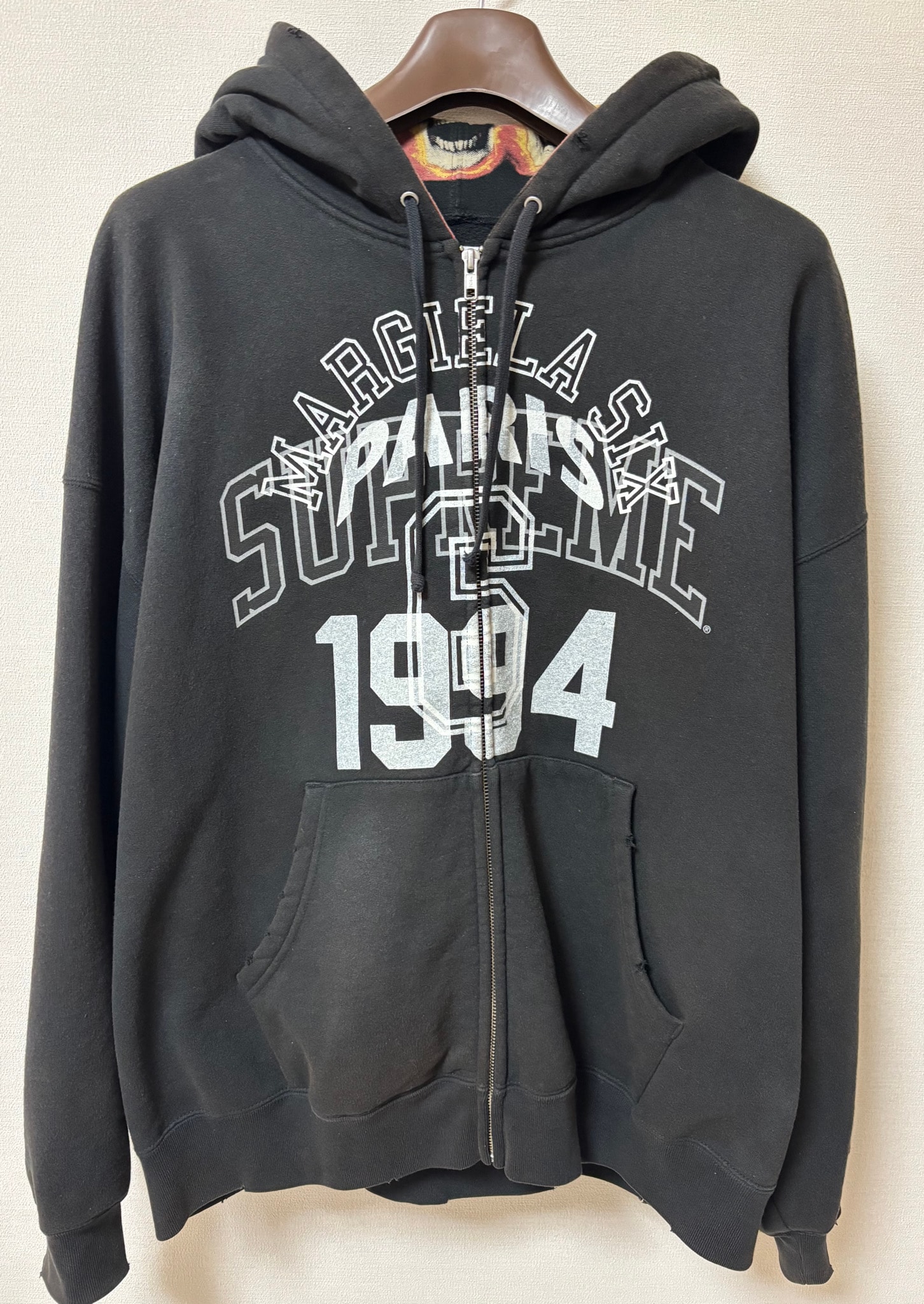 Supreme x MM6 Maison Margiela Zip Up Hooded Sweatshirt "Black"