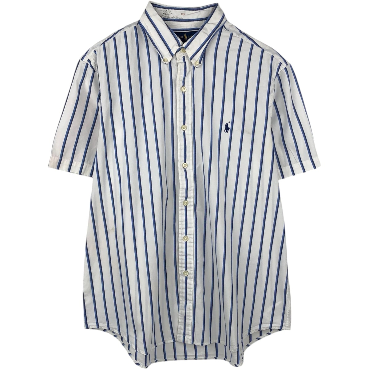 古着 ラルフローレン Ralph Lauren CLASSIC FIT クラシックフィット 半袖 ボタンダウン ストライプシャツ メンズL相当/eaa660567