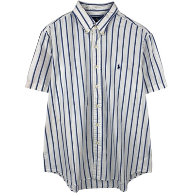 古着 ラルフローレン Ralph Lauren CLASSIC FIT クラシックフィット 半袖 ボタンダウン ストライプシャツ メンズL相当/eaa660567