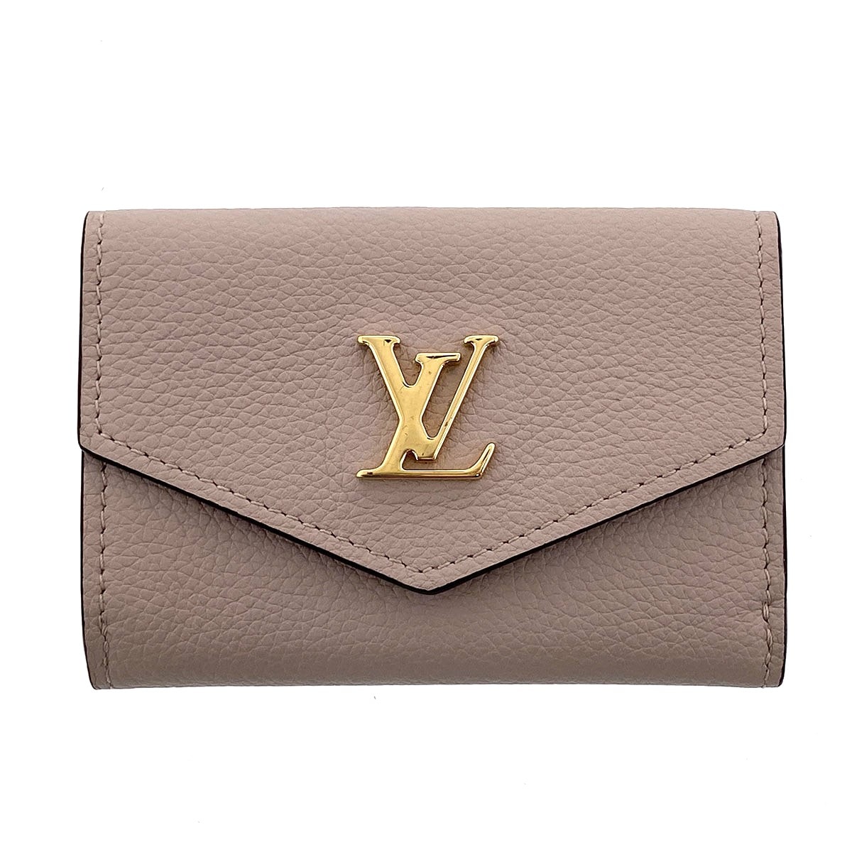 LOUIS VUITTON ルイ・ヴィトン ポルトフォイユ ロック ミニ RFID 三つ折り財布 M69340 レザー ベージュ グレージュ  レディース【中古】
