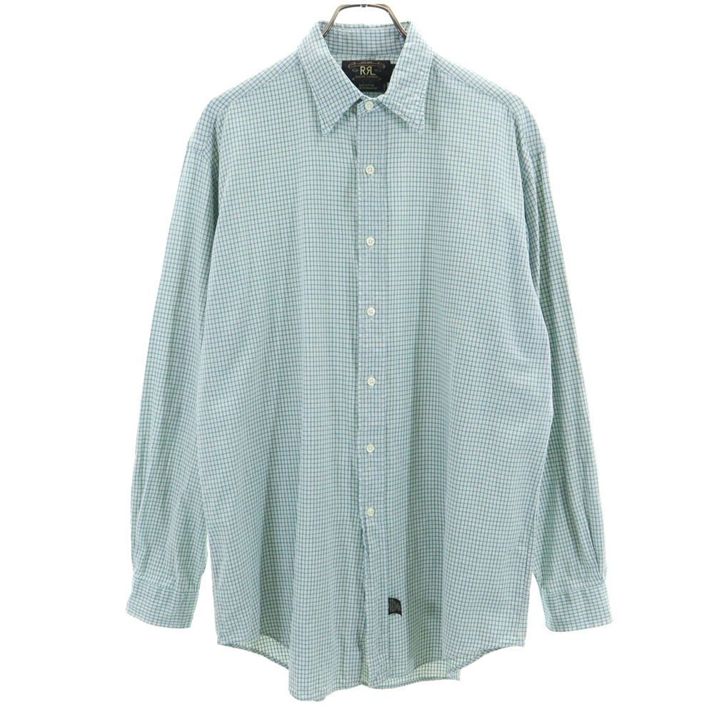 RRL ダブルアールエル 90s オールド 赤3星 初期タグ 長袖 チェックシャツ M グリーン系