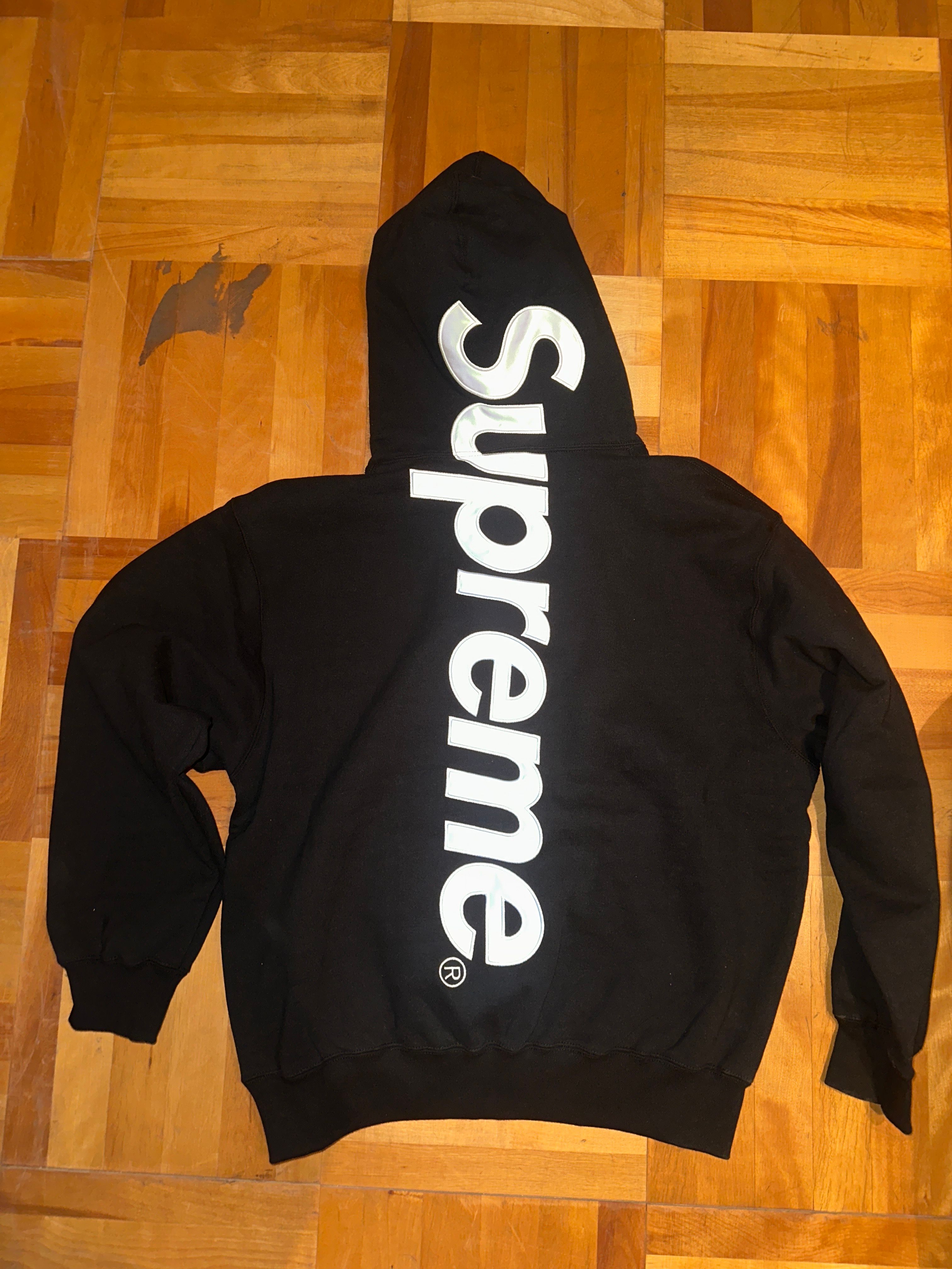 Supreme Satin Applique Hooded Sweatshirt "Black" (24FW)