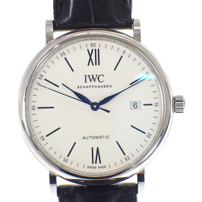 IWC インターナショナルウォッチカンパニー IWC ポートフィノ・オートマティック 世界2000本限定 IW356519 腕時計 ステンレススチール アリゲーター ホワイト ブラック 自動巻き ホワイト文字盤 メンズ【中古】【Aランク】