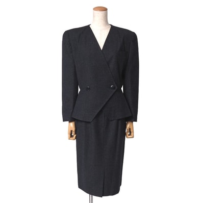 Christian Dior クリスチャンディオール ヴィンテージ スカートスーツ サイズ9 ノーカラージャケット+タイトスカート ブランド古着【中古】20260929/RB1063