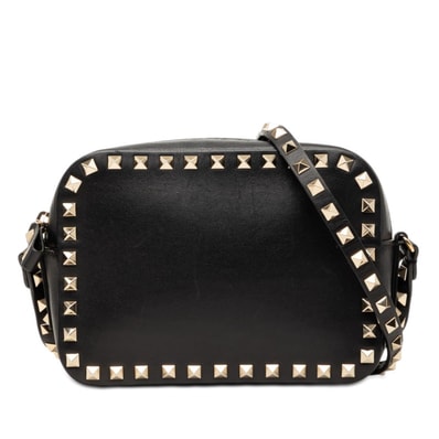 ヴァレンティノ ロックスタッズ ショルダーバッグ クロスボディ ブラック レザー レディース VALENTINO 【中古】