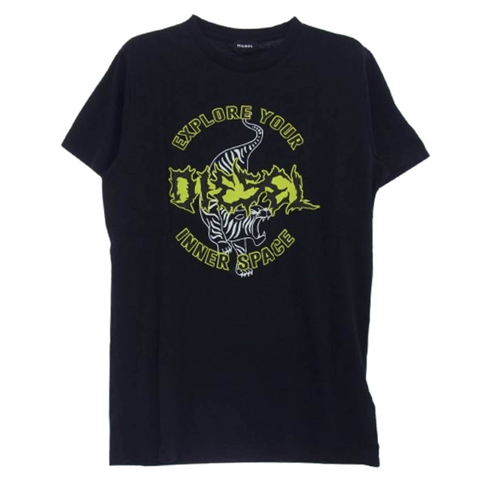 DIESEL ディーゼル Tシャツ T-DIEGO サークルプリント 半袖Tシャツ ブラック系 S【新古品】【未使用】【中古】