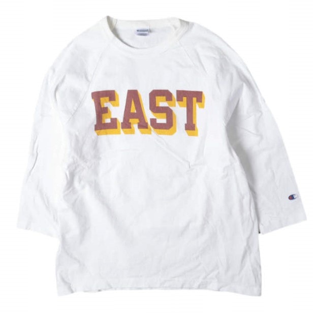 Champion チャンピオン アメリカ製 T1011 EAST ラグラン3/4スリーブTシャツ L WHITE 七分袖 MADE IN USA  トップス g13399