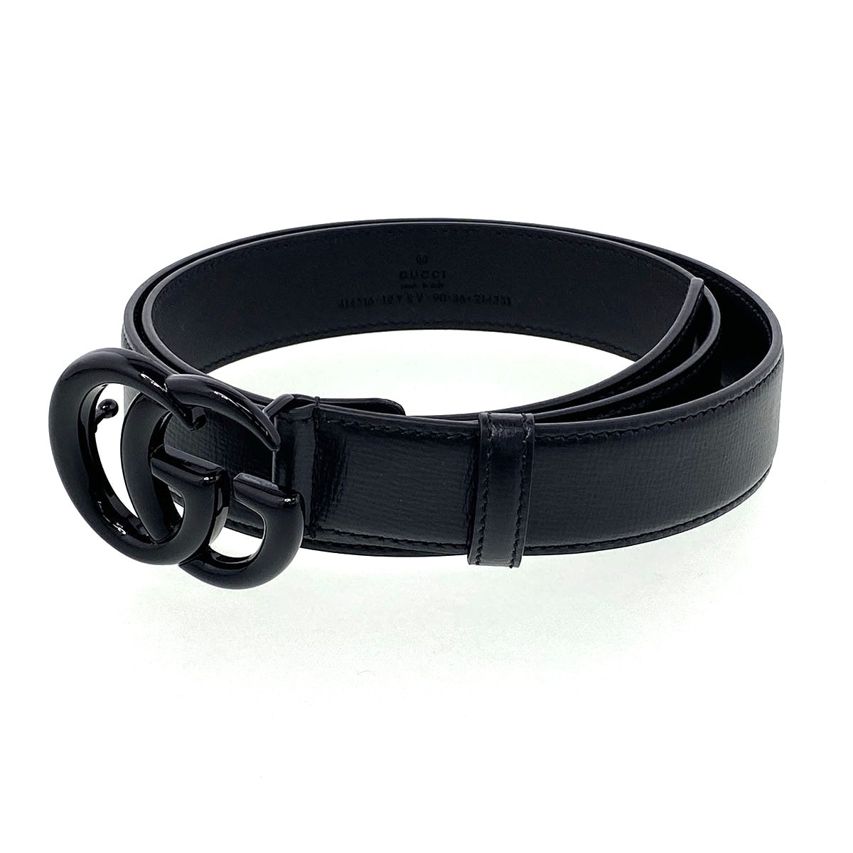 GUCCI グッチ GGマーモント ダブルG スリム ベルト 414516 レザー ブラック レディース【中古】