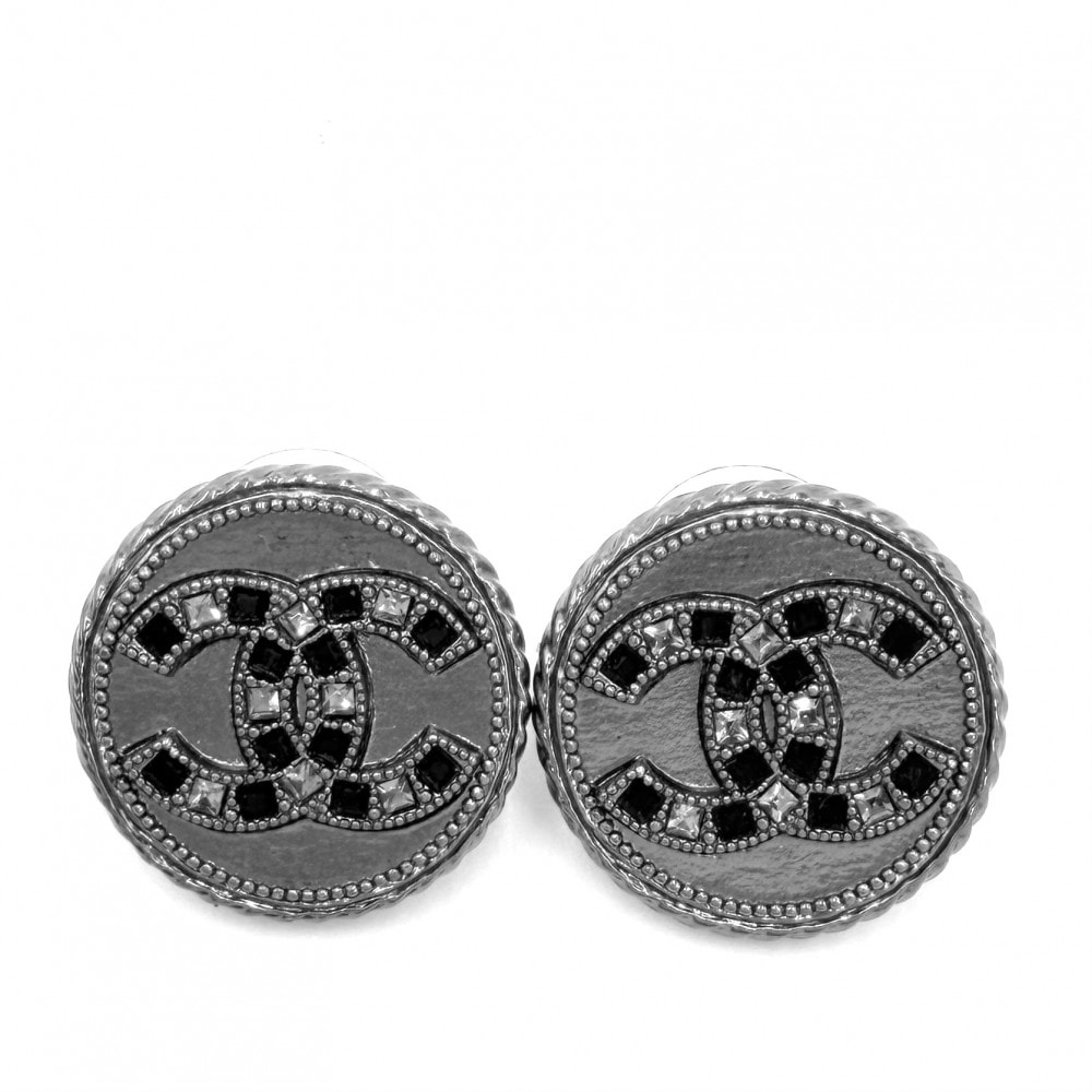 CHANEL シャネル ピアス ココマーク アクセサリー ラウンド ラインストーン    A16S シルバー レディース 約15.2g 美品 2016年【中古品】