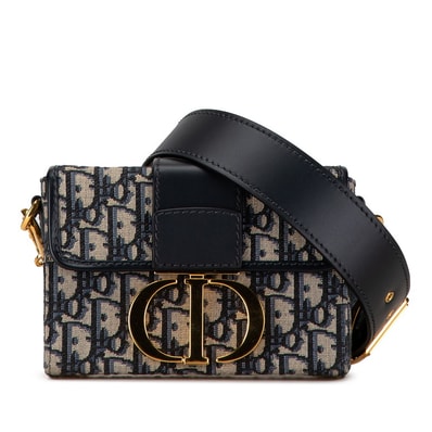 ディオール オブリーク 30 モンテーニュ 斜め掛け ショルダーバッグ ネイビー ベージュ レザー ジャガード レディース Dior 中古