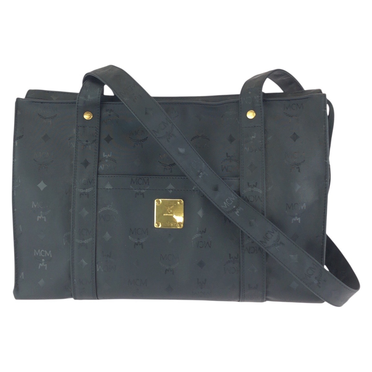 MCM エム シー エム ヴィンテージ ヴィセトス ブラック 黒 ゴールド金具 ナイロン ショルダーバッグ トートバッグ 602318 【中古】