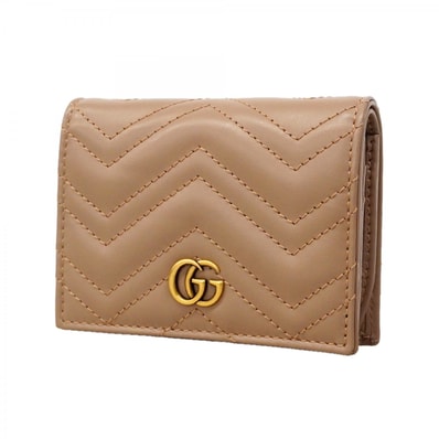 ★SALE【6fd5093-k】グッチ 財布 GGマーモント 466492 レザー ピンクベージュ ゴールド金具【中古】レディース