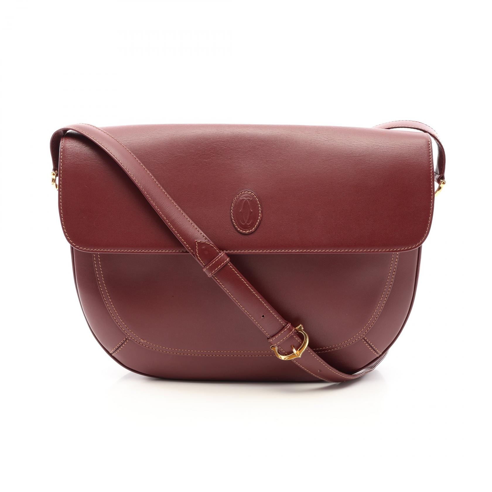 カルティエ CARTIER マストライン ショルダーバッグ バッグ レザー レディース ボルドー系 【中古】