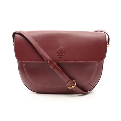 カルティエ CARTIER マストライン ショルダーバッグ バッグ レザー レディース ボルドー系 【中古】