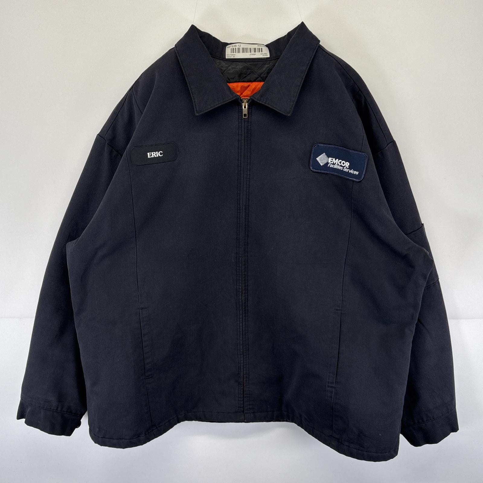 古着 レッドキャップ RED KAP ワークジャケット ブルゾン 中綿 ワッペン 大きいサイズ 作業着 14041  ブラック メンズ