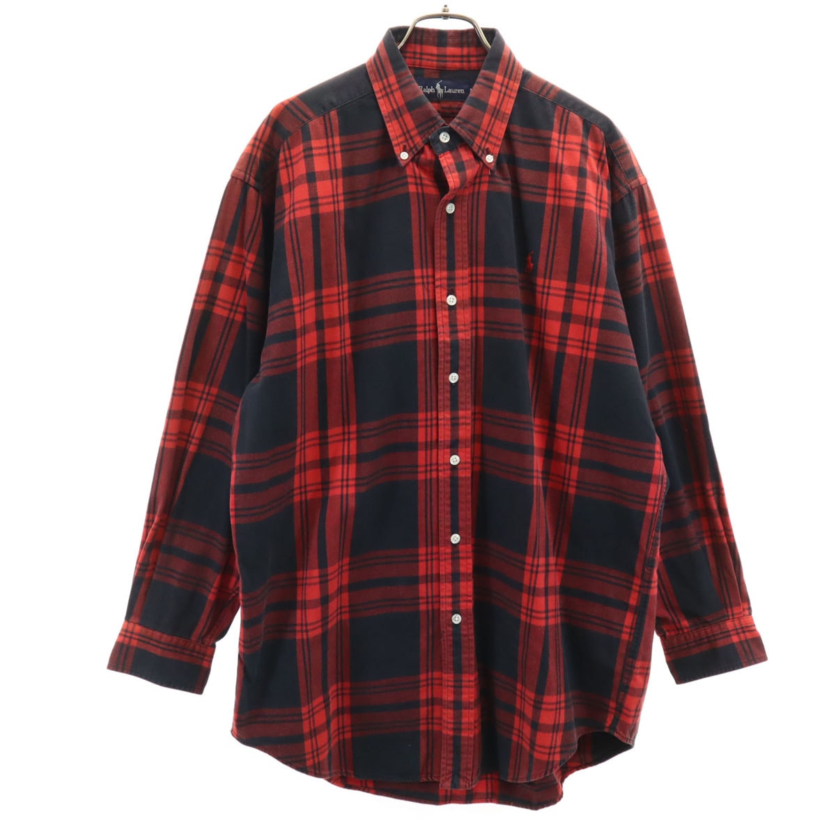 RALPH LAUREN ラルフローレン 長袖 ボタンダウンシャツ M レッド系