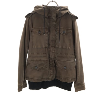 DIESEL ディーゼル ニット切替 フードジャケット S グレージュ