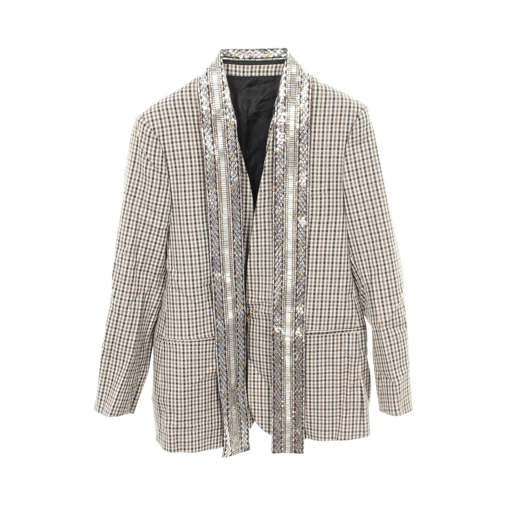 ルイ・ヴィトン LOUIS VUITTON チェック 衣料品 アウター ウール レディース アイボリー系 / ブラウン系 RW202B YXO FJVB87 【中古】