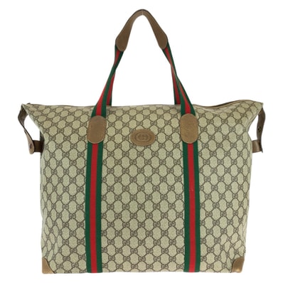 GUCCI グッチ ヴィンテージ オールドグッチ シェリーライン インターロッキング GGスプリームキャンバス レザー/ ボストンバッグ トラベルバッグ 501610 【中古】