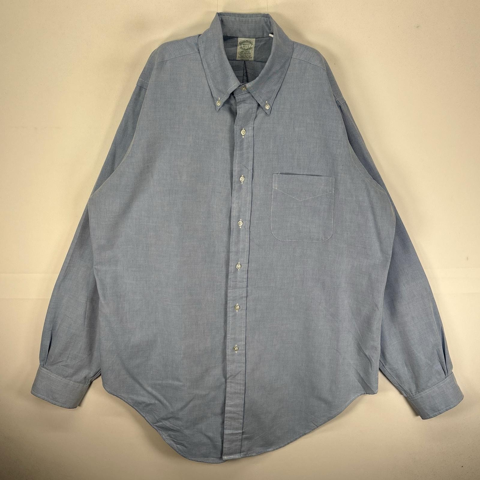 古着 80's~90's/80年代~90年代 ヴィンテージ ブルックスブラザーズ Brooks Brothers 長袖シャツ ボタンダウン Makers L  ブルー系 無地 メンズ