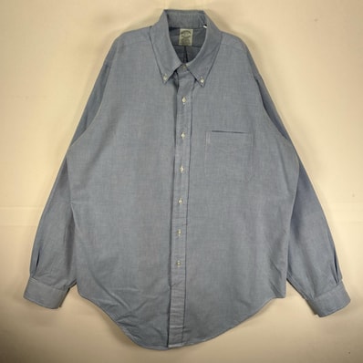 古着 80's~90's/80年代~90年代 ヴィンテージ ブルックスブラザーズ Brooks Brothers 長袖シャツ ボタンダウン Makers L ブルー系 無地 メンズ