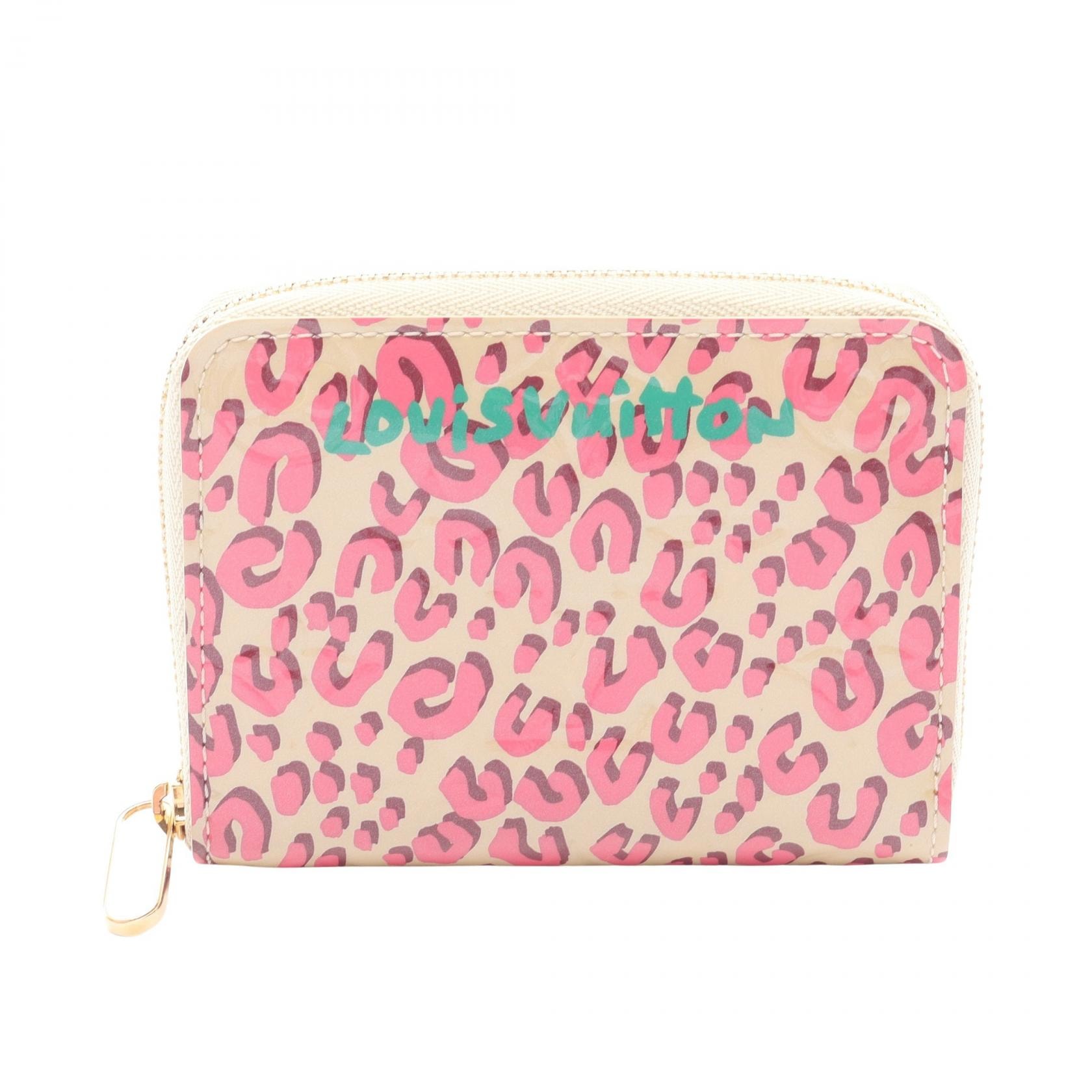 ルイ・ヴィトン LOUIS VUITTON ジッピー コインパース レオパード コインケース 財布 レザー ヴェルニ レディース ベージュ系 / ピンク系 / グリーン系/ ブロンコライユ M91484 【中古】