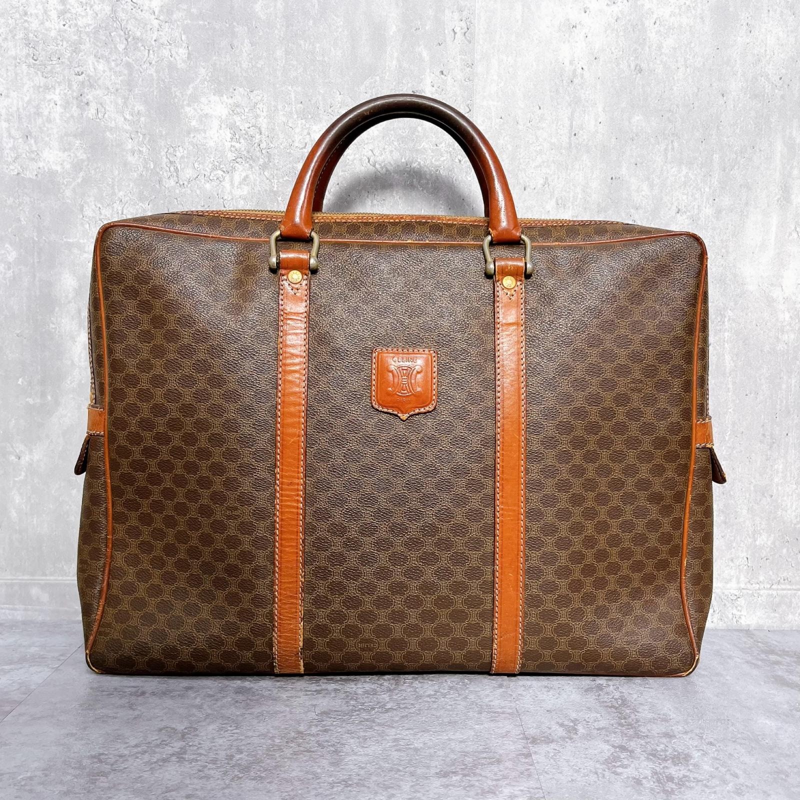 【CELINE】セリーヌ マカダム トリオンフ ブリーフケース ビジネスバッグ PVC レザー 総柄 ブラウン ヴィンテージ 書類かばん 手提げ 鞄