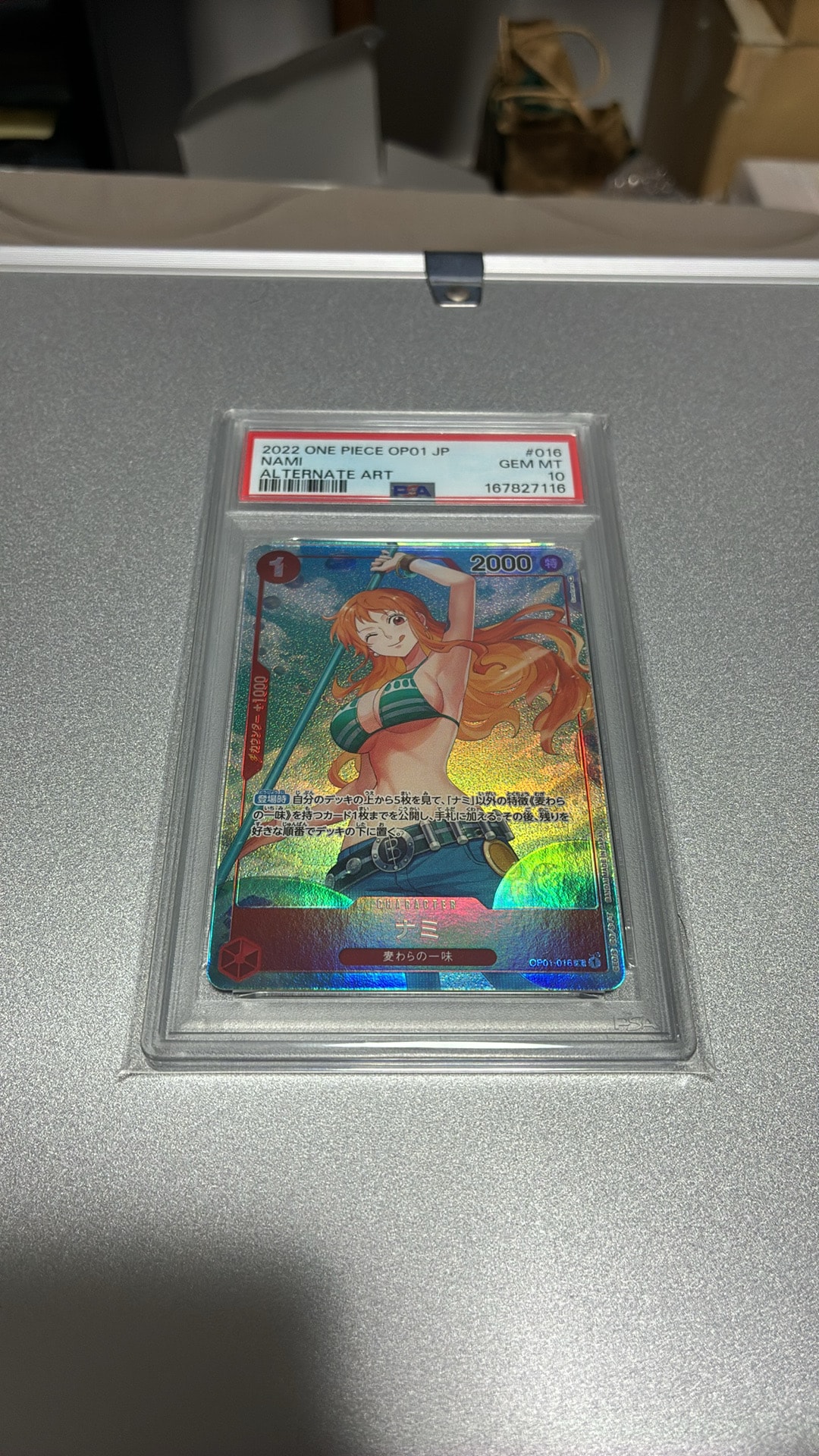 Nami R-P [OP01-016] (Booster Pack ROMANCE DAWN) — PSA 10