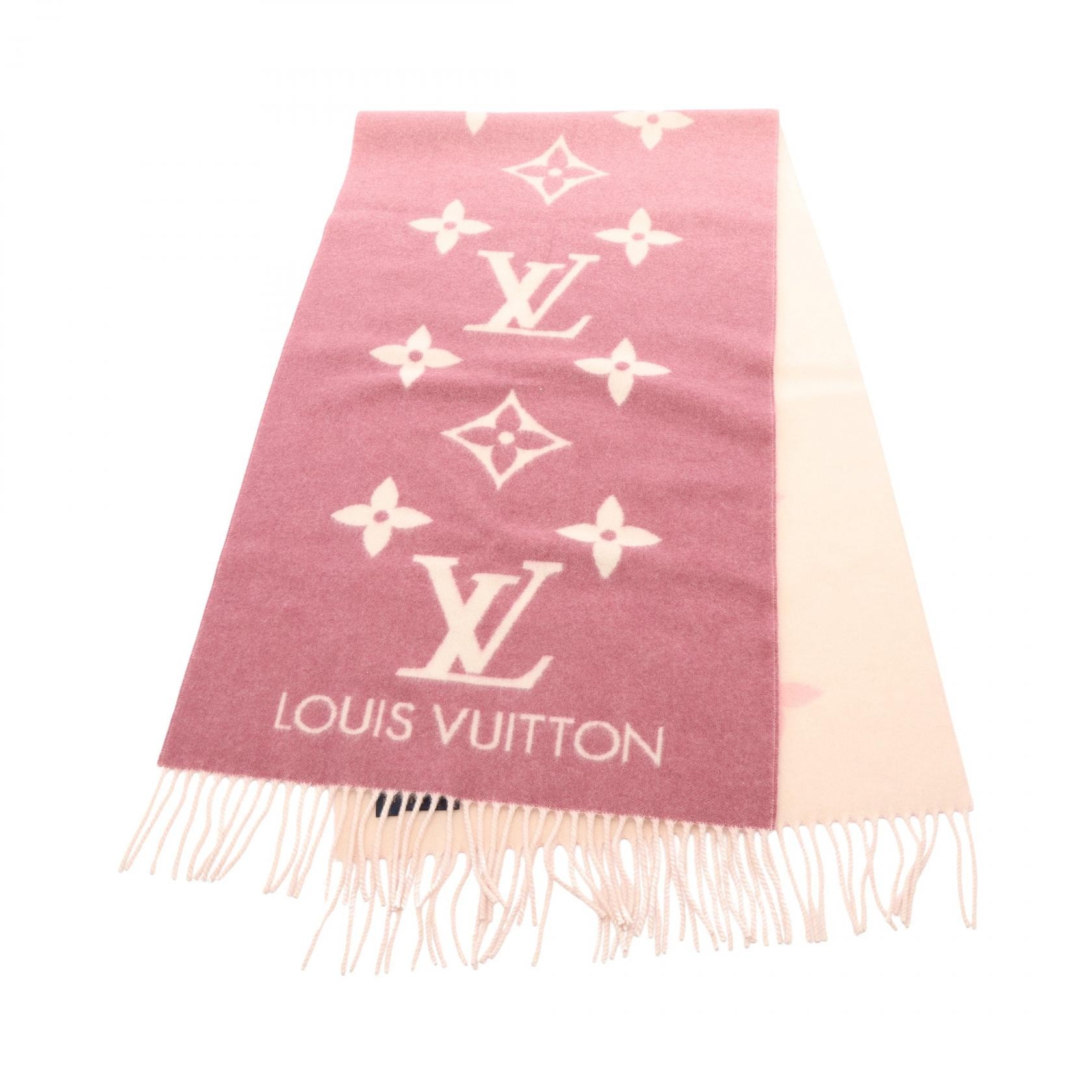 ルイ・ヴィトン LOUIS VUITTON レイキャビック グラディエント モノグラム マフラー 衣料品 カシミヤ ピンク レディース ピンク系 / ベージュ系 【中古】