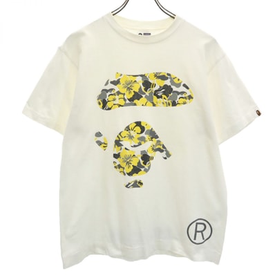 A BATHING APE アベイシングエイプ 日本製 プリント 半袖 Tシャツ S ホワイト