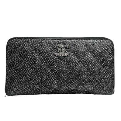 CHANEL シャネル マトラッセ ブラック シルバー金具 レザー 長財布 S1-00095 【中古】