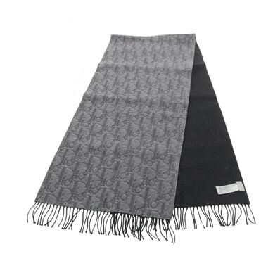 ディオール Dior オブリーク ダブルフェース リバーシブル マフラー 衣料品 ウール カシミヤ メンズ グレー系 / ブラック系 【中古】