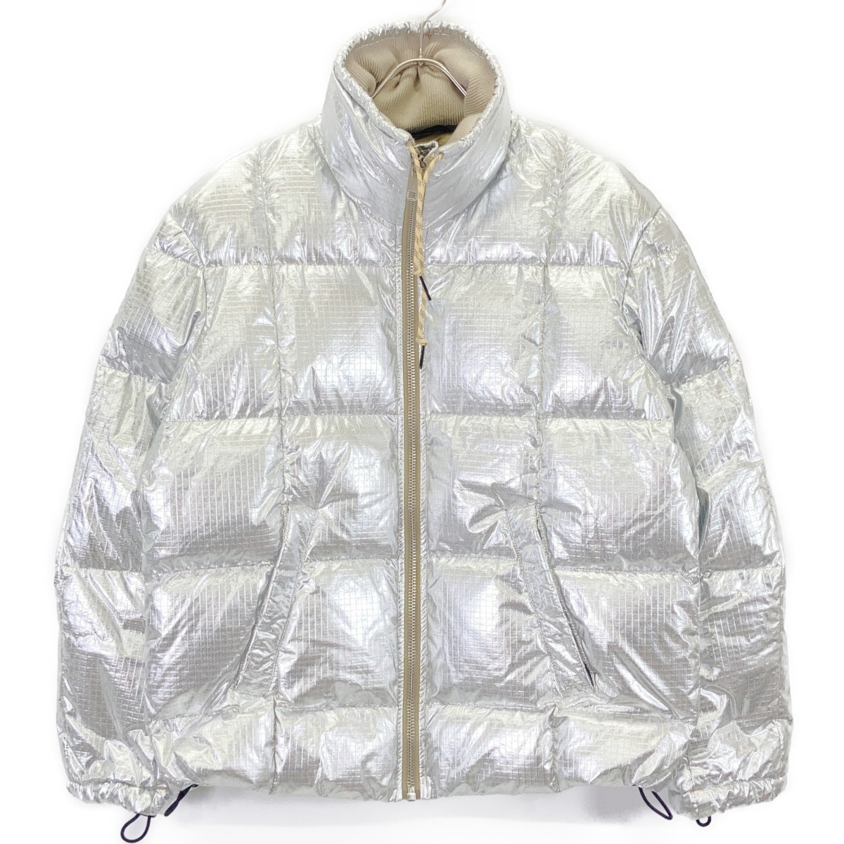 ディーゼル A03145 シルバー 襟切り替え ジップアップナイロンダウンジャケット XS