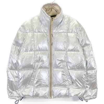 ディーゼル A03145 シルバー 襟切り替え ジップアップナイロンダウンジャケット XS