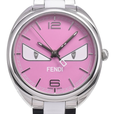 フェンディ FENDI 21000M バグズモンスター 2Pダイヤモンド ピンク クォーツ レディース 良品 箱・保証書付き 腕時計 J#150001