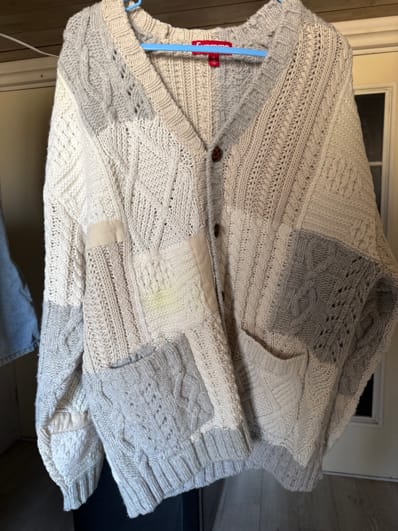 Supreme Patchwork Cable Knit Cardigan "Ivory"